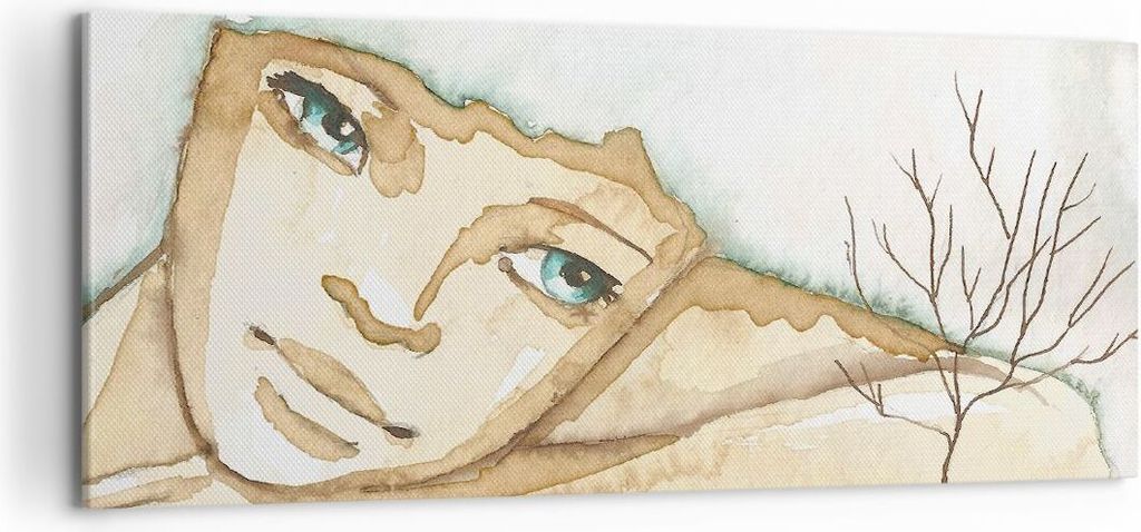 Bild auf Leinwand - Leinwandbild - Gesicht Dame Fantasie Grafik - 100x40cm - Wand Bild - Wanddeko - Leinwanddruck - Bilder - Kunstdruck - Wanddekor...