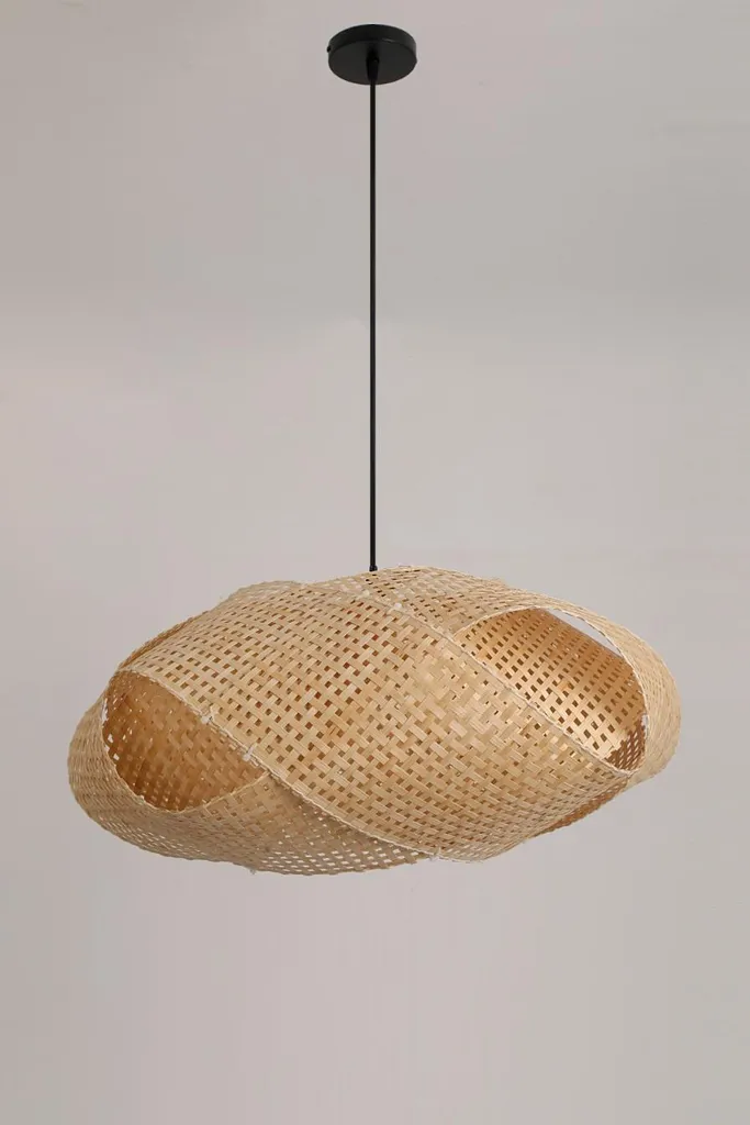 Suspension BINDUM en Bambou Ø50cm : Éclairage Chaleureux Style Boho E27 - 4
