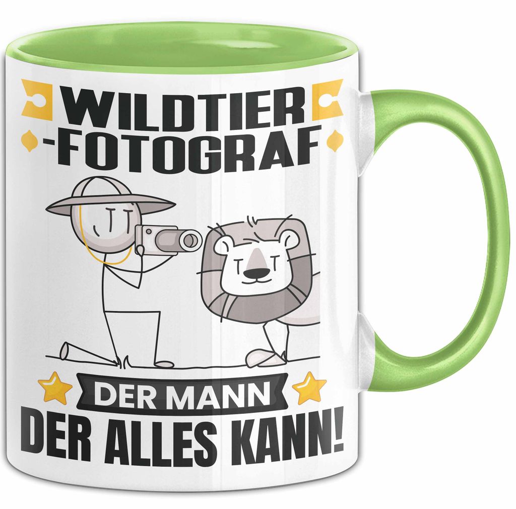 Wildtierfotograf Tasse Geschenk für Wildtierfotograf Der Mann Der Alles Kann Geschenkidee zum Geburtstag (Grün)
