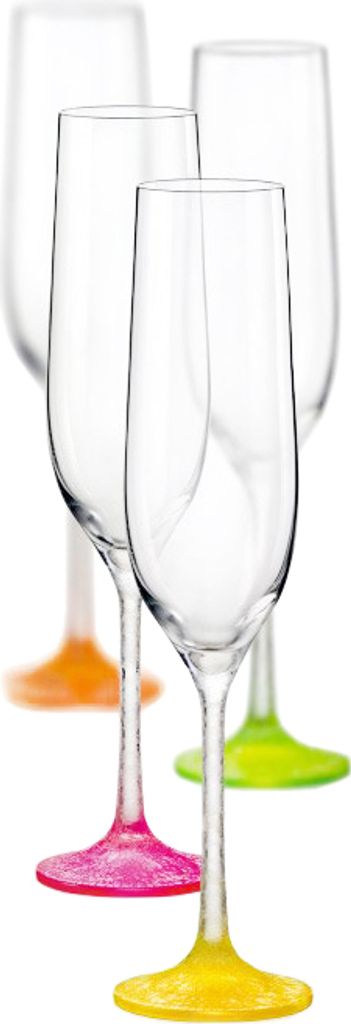 Bohemia Neon Frozen Sektgläser Kristallglas Sektglas 190 ml mehrfarbig 4er Set