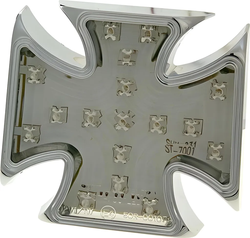 Feu arrière de moto LED Cross Custom transparent et boîtier chromé