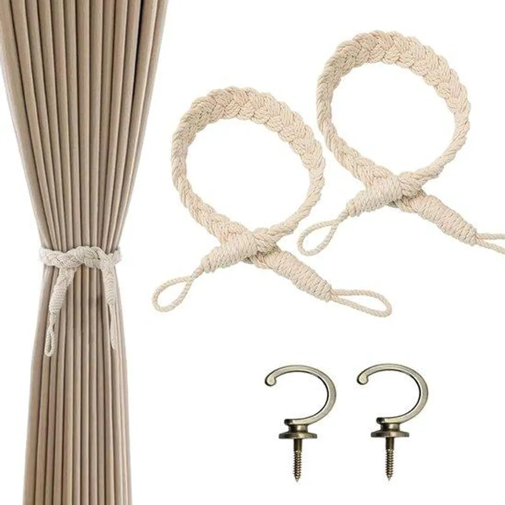 Fixez vos rideaux facilement avec ces cordons en coton et leurs crochets