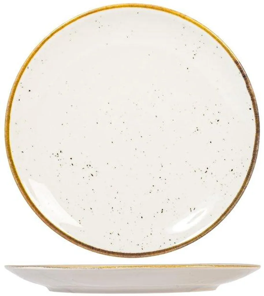 Service de table pour réception en porcelaine beige 6 pièces 28 cm