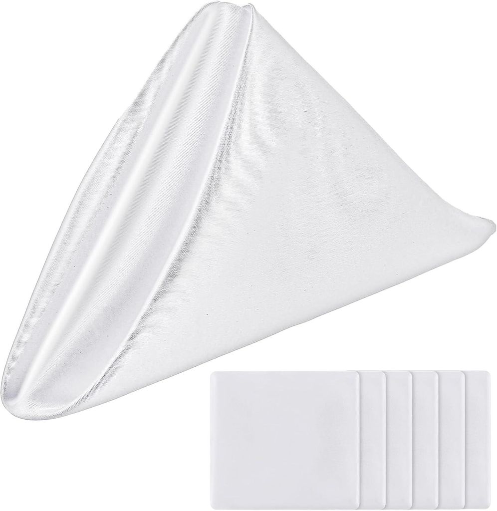 Damastservietten, 43 x 43 cm, reißfester, seidiger Stoff – waschbar – Weiß