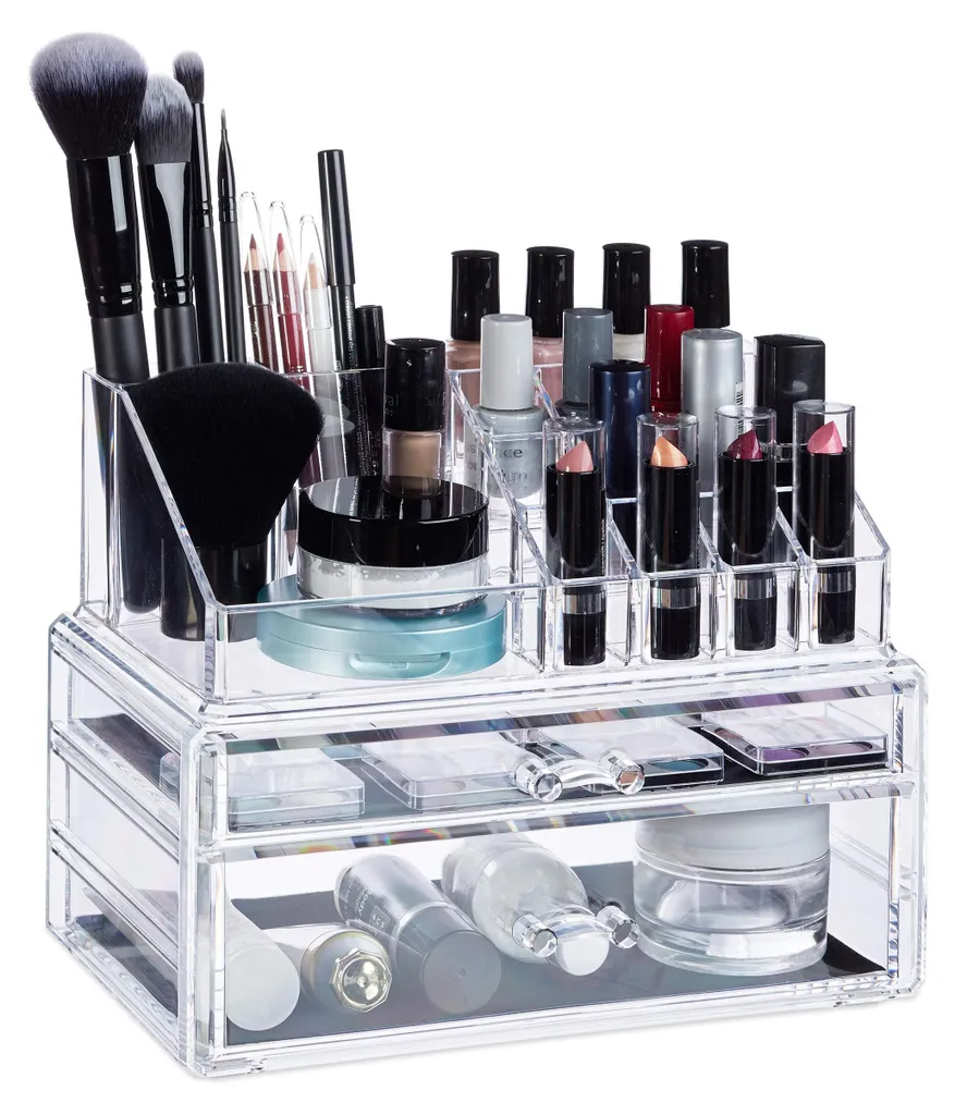 Support cosmétique en acrylique transparent à tiroirs empilables