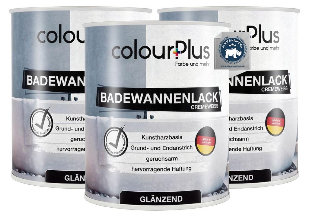colourPlus Badewannenlack 2,25 l (3 × 750 ml), Cremeweiß Produktbild 
