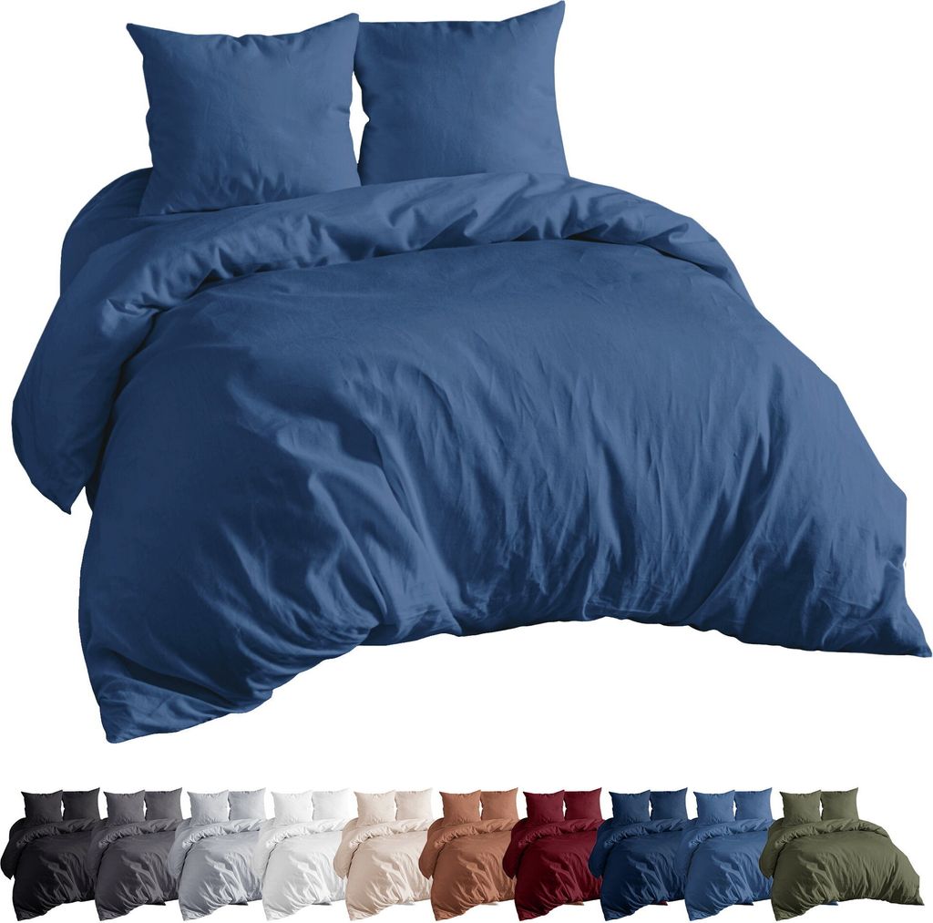 Premium Mikrofaser Bettwäsche Set 155x220 + 80x80 cm Bettwäschegarnitur, in Farbe: Jeans