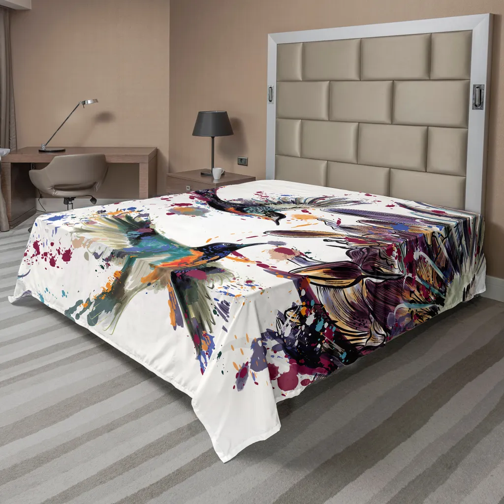 Lenzuolo ABAKUHAUS Kolibri Arancio Blu 244x205cm | Microfibra Morbida