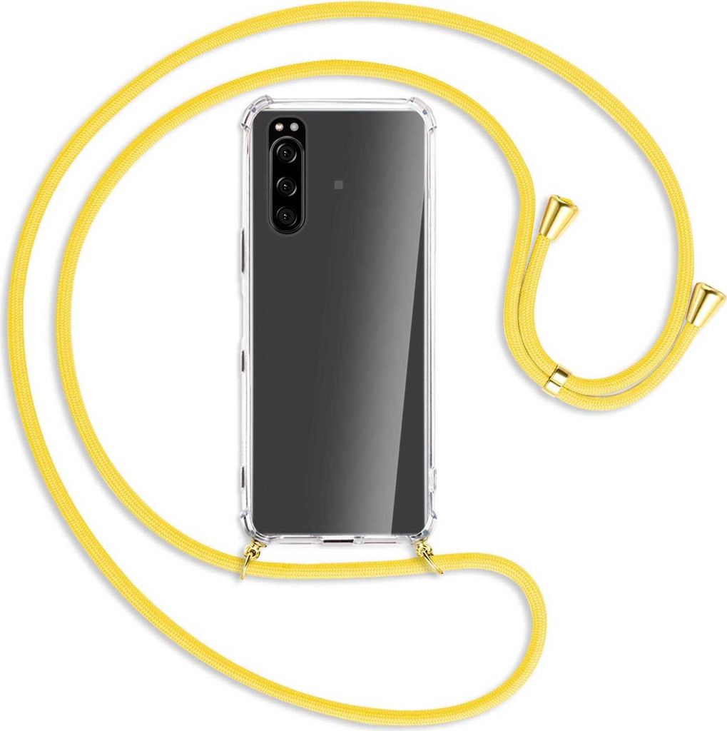 Handykette Backcover-Schutzhülle mit Band (Metall goldfarben) für Sony Xperia 5 III (XQBQ62G) - gelb