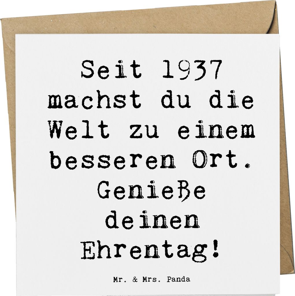 Mr. & Mrs. Panda Grußkarte Spruch 1937 Geburtstag - Weiß - Geschenk, Geboren am, anlasskarte, Geburtsjahr, Geburtstagsgeschenk, doppelkarte, Glü...