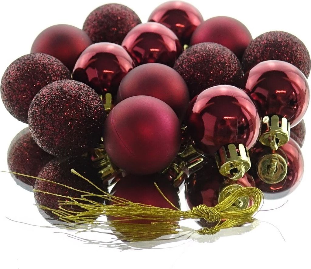 Weihnachtskugeln Ochsenblut bruchfest Ø 3 cm aus Kunststoff Produktbild 