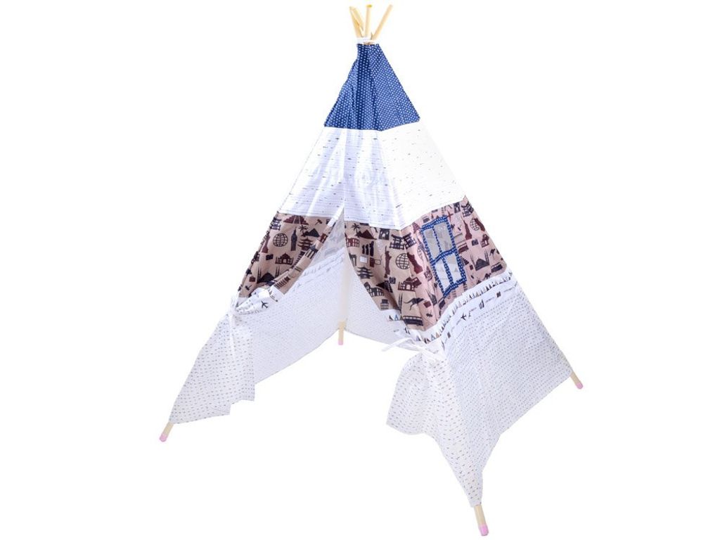 Kinder-Tipi-Zelt ZA3557 Dunkelblau/Weiß