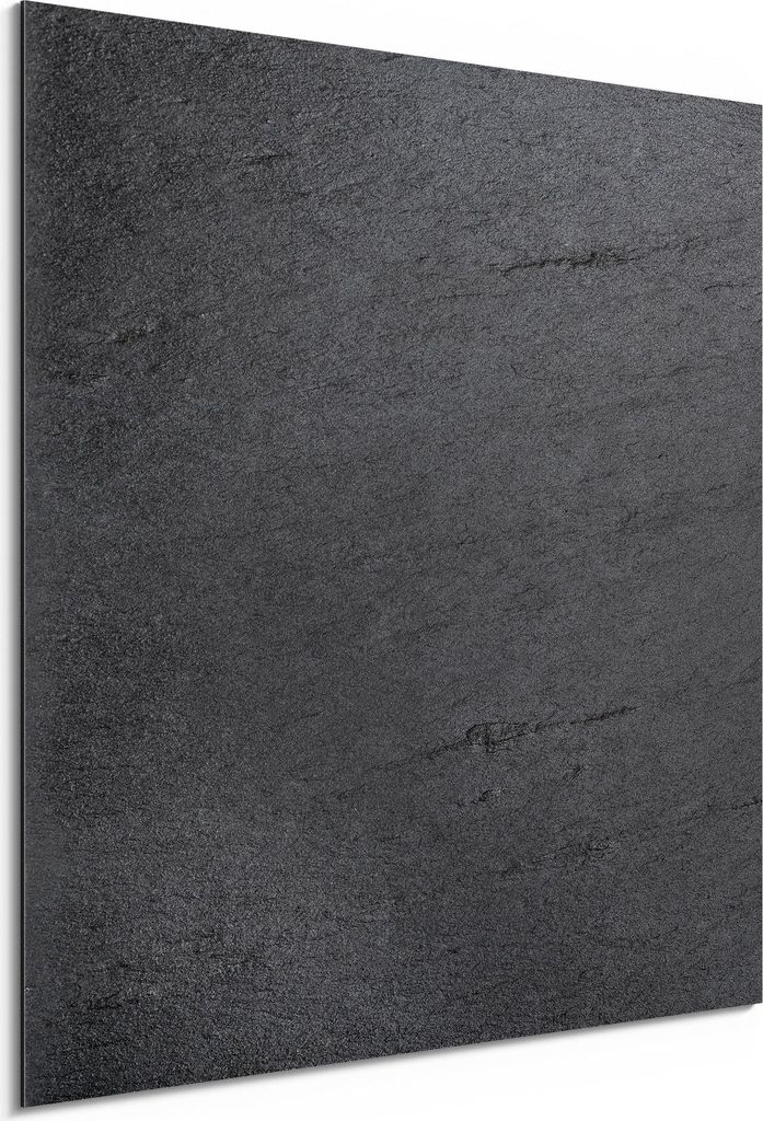DEQORI Alu-Dibond Bild Weiß 50x50 cm 'Schiefertafel Stein-Optik' Wandbild Metall dünn