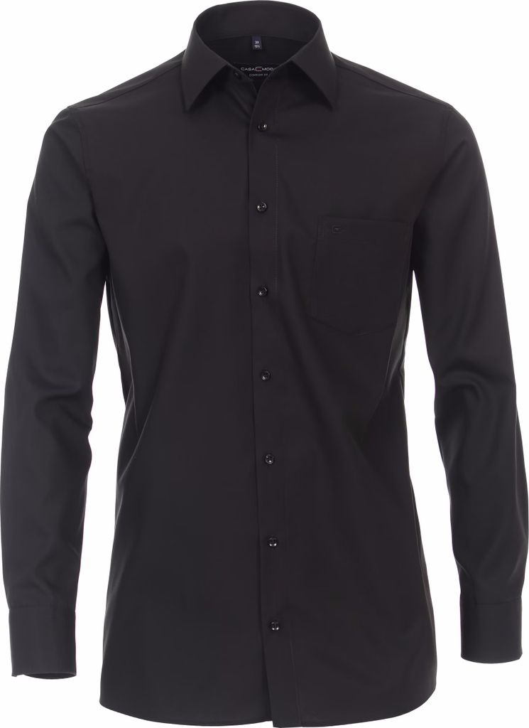 CASAMODA Herren Businesshemd Langarm Kent Comfort-Fit Schwarz 53