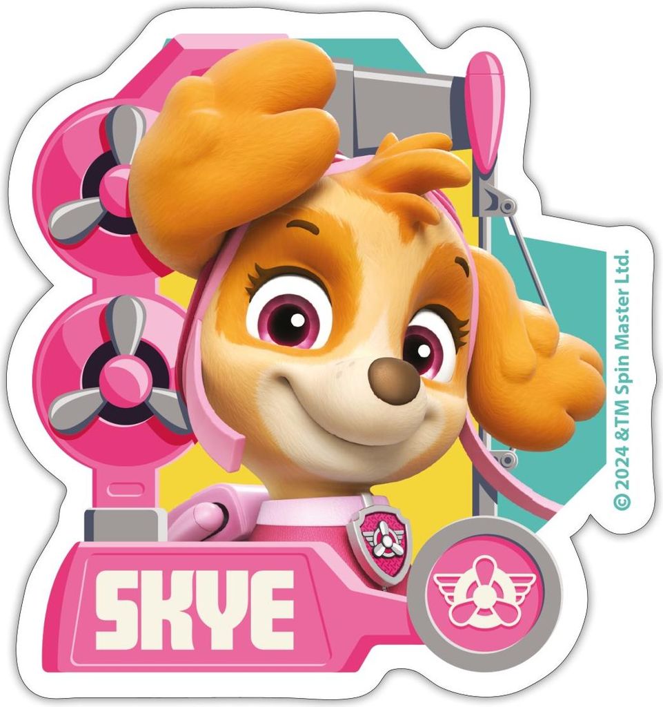 Spreadshirt Paw Patrol Skye Charakterdesign Sticker Aufkleber, 10 x 10 cm, Mattweiß