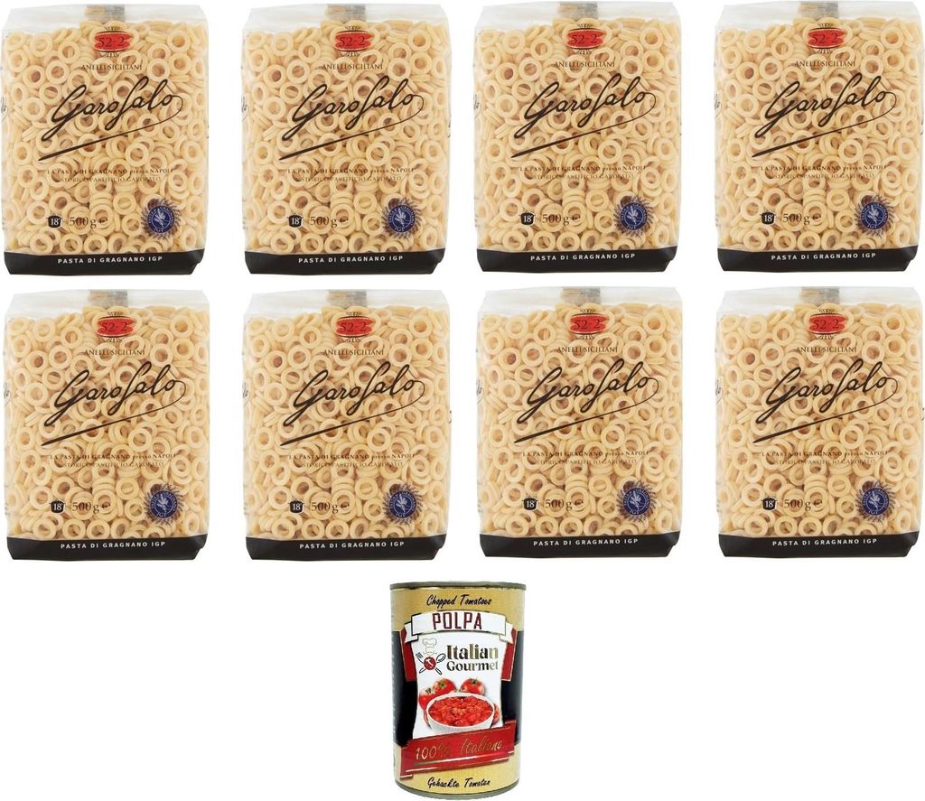 anelli siciliani no. 52-2 pasta di gragnano igp Sizilianische Ringe Nr. 52-2 Gragnano g.g.A.-Nudeln 8x500 g + Italian Gourmet polpa 400g