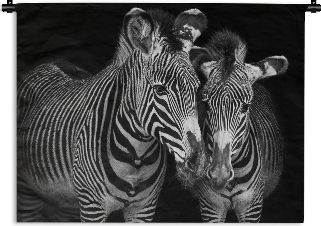 MuchoWow Wandteppich Wandbehang Tierprofil Zebras in Schwarz und Weiß 120x90 cm Tapisserie Dekoration Wandtuch - Wohnen - Aufhänger für die Wand