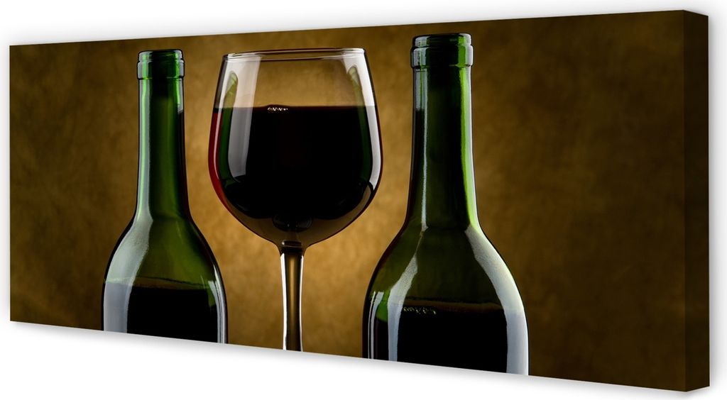 Leinwandbild 125x50 Wandkunst 2 Flaschen Wein Glas