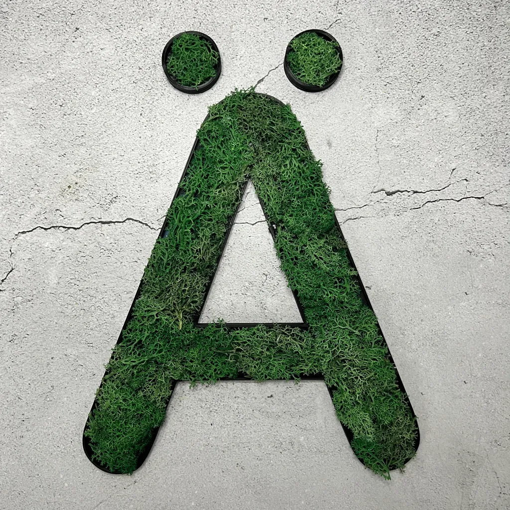 Lettera Decorativa Ä Muschio Islandese Verde - Design Biofilico Interni