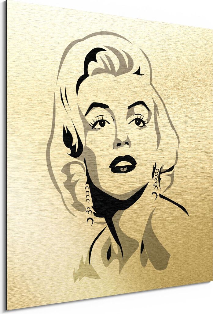 DEQORI Alu-Dibond Bild Gold 30x30 cm 'Monochrome Muse' Wandbild Metall dünn Design