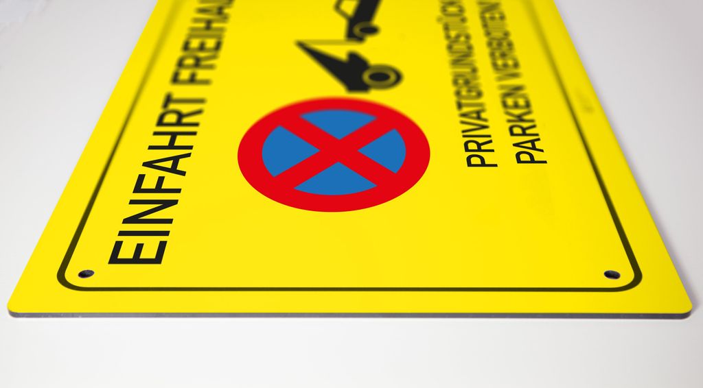 Einfahrt freihalten - Privatgrundstück - Schild - gelb - 4 mm Alu Verbundplatte (30 x 20 cm Bohrloch 4 x)