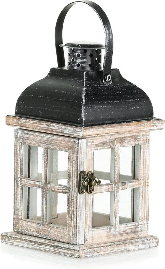 Lanterne rustique en bois 22 cm décorative pour salon et jardin d'été