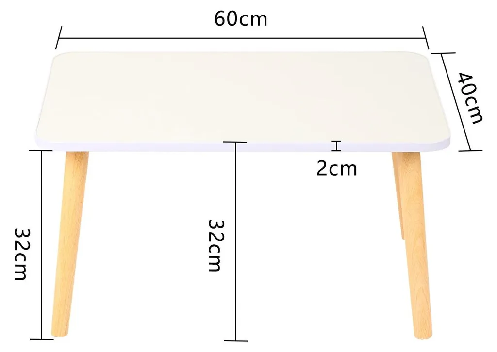 Table basse compacte pour petit salon 60x40 cm bois blanc moderne