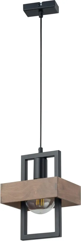 Lustre suspension noir et bois style Boho chic pour salon et cuisine