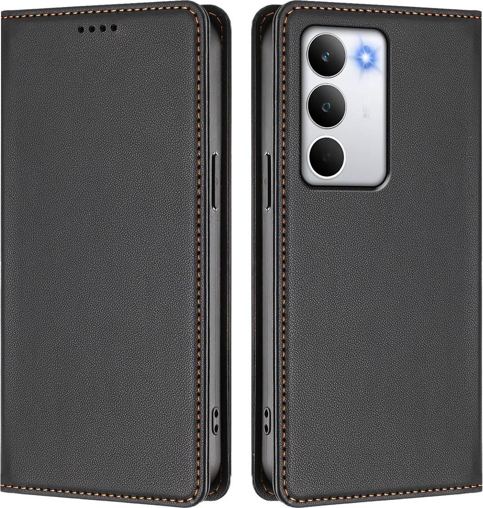 Handyhülle für Realme C71, Kunstleder Klapphülle Stoßfeste Magnetische Hülle mit Ständer Schwarz