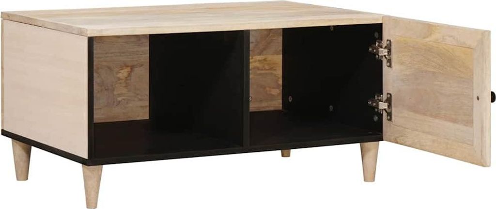 vidaXL Couchtisch mit Regal Beige 80 x 50 x 40 cm Massivholz Akazie