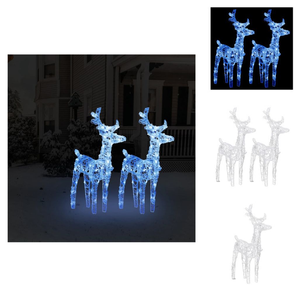 vidaXL LED-Rentiere 2 Stk. Blau 80 LEDs Acryl - Weihnachtsbeleuchtung