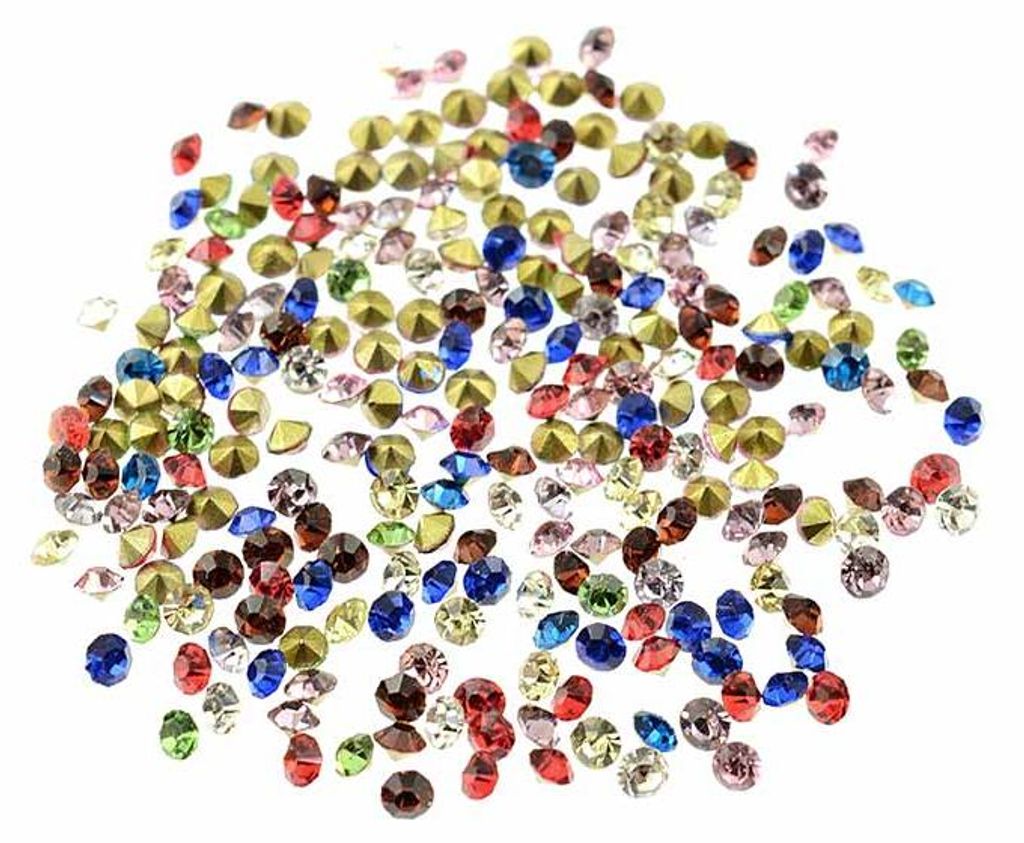 Vintageparts Strasssteine Farbmix Glas rund 2 mm, 100 Stück Produktbild 