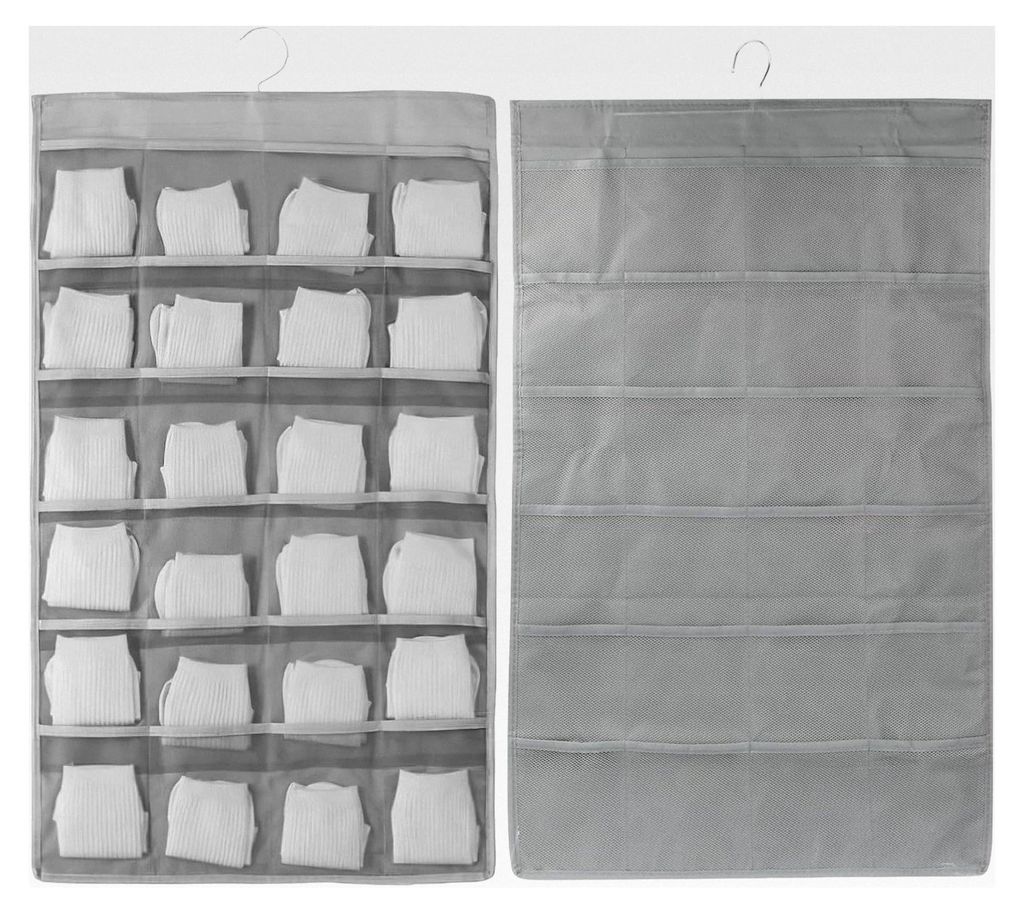 2 Stück Kleiderschrank Organizer mit 36 Taschen, Doppelseitiger Unterwäsche Organizer, 80 x 48 cm Faltbarer Hängeorganizer, Platzsparende Aufbew...