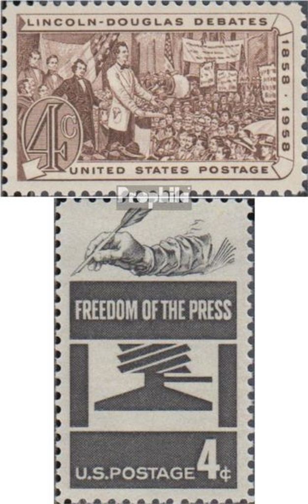 Briefmarken USA 1958 Mi 735,738 (kompl.Ausg.) postfrisch Lincoln-Douglas-Debatten
