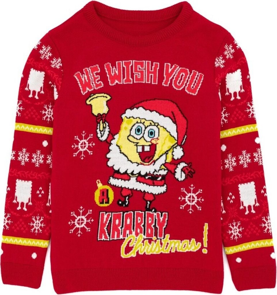 SpongeBob SquarePants - Pullover für Kinder - weihnachtliches Design NS6922 (116) (Rot)