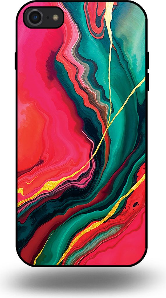 Smartphonica Handyhülle geeignet für iPhone 7/8 mit rot-grünem Marmor-Druck - TPU Backcover Case rot-grünes Marmor-Design