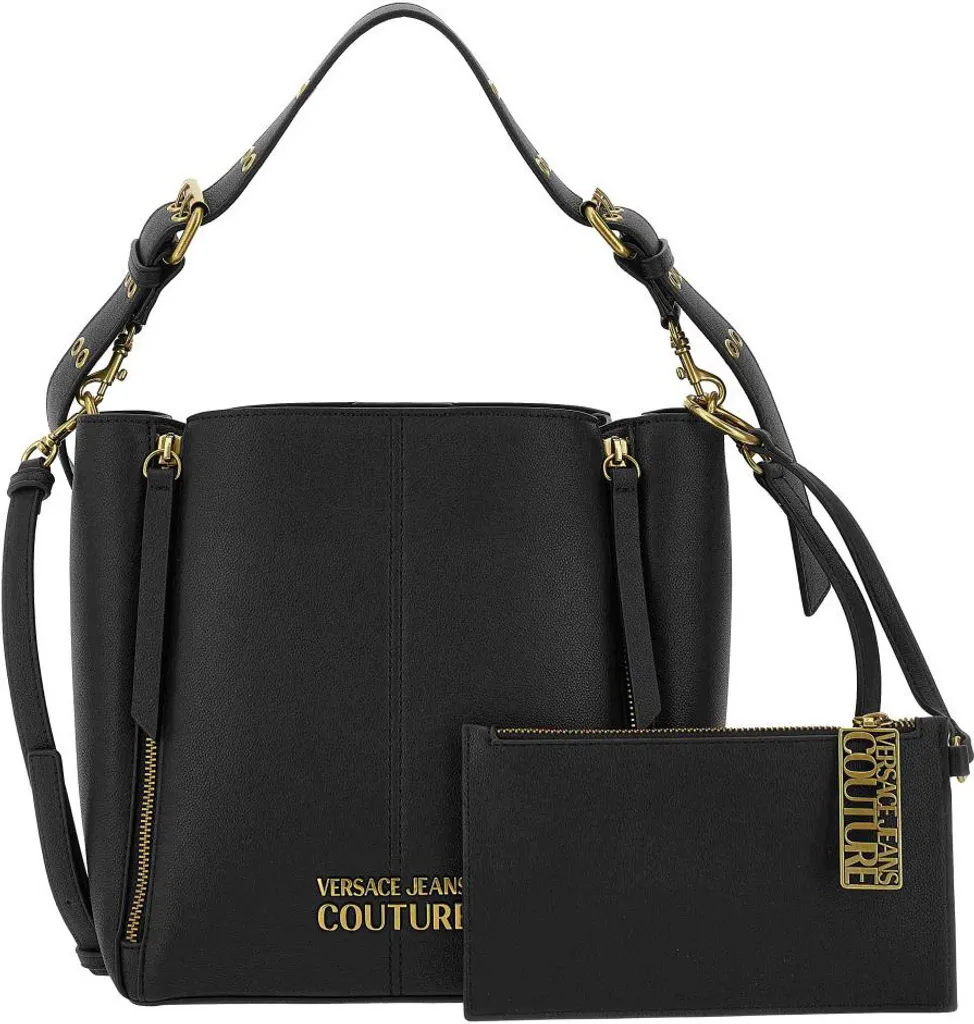 Sac à main en Simili Cuir Noir Versace Jeans avec Détails Dorés Luxe