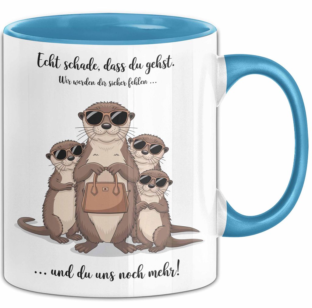 Büroarbeit Kollege Abschied Tasse Geschenk Lustige Geschenkidee Spruch Echt Schade Dass Du Gehst (Blau)