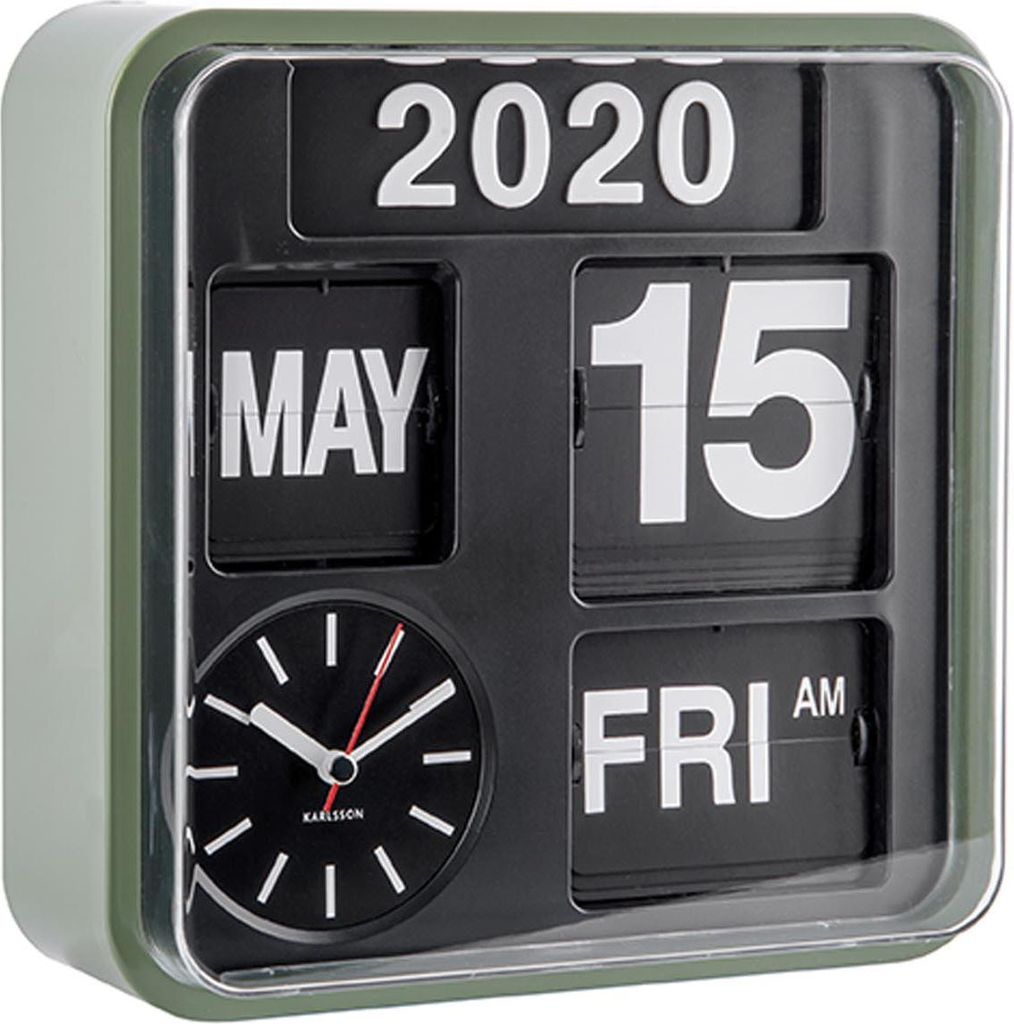 Karlsson - Wanduhr Mini Flip - Grün/Schwarz - 24x24x10cm Produktbild 