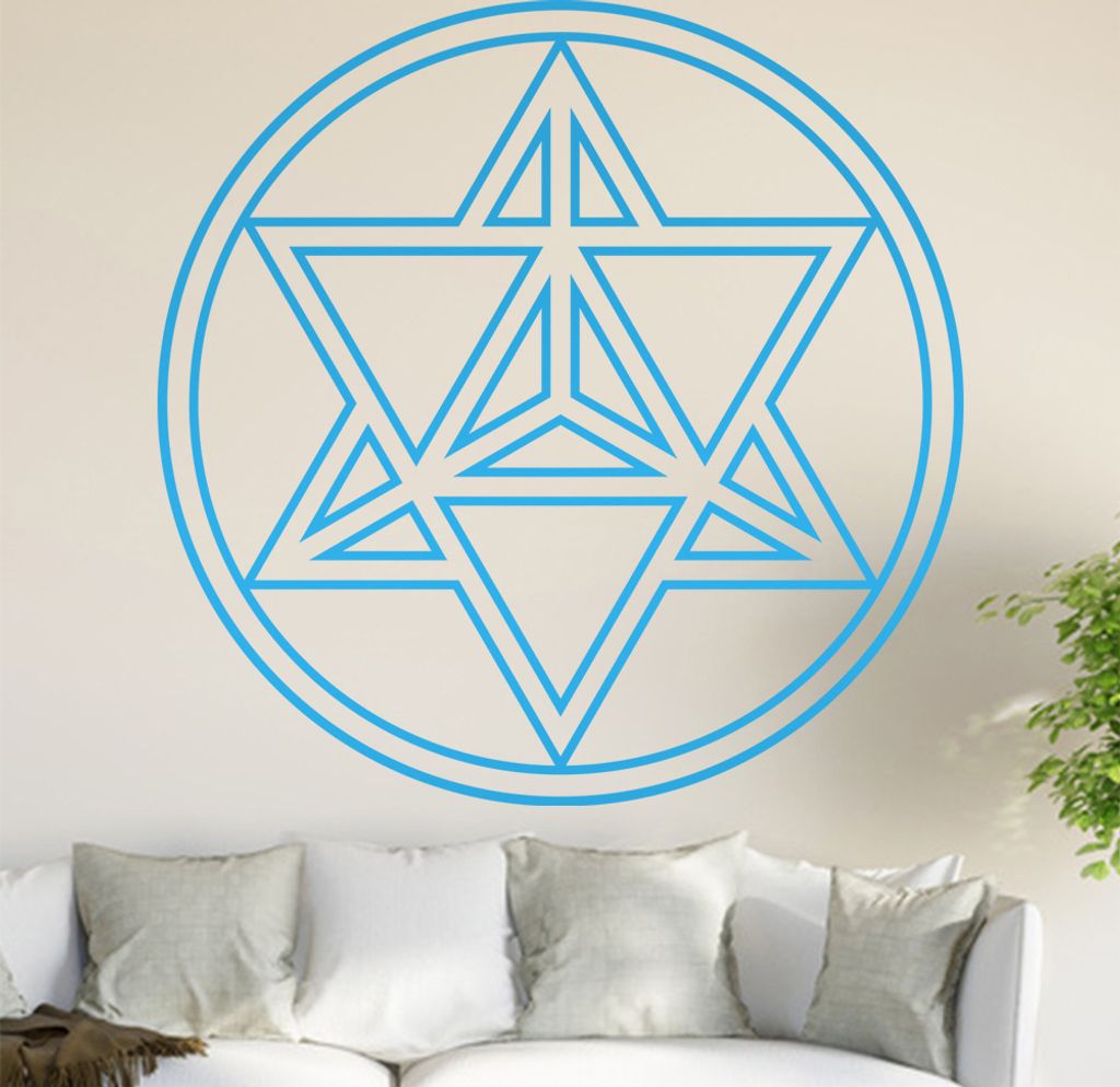 Merkaba Wandtattoo in 6 Größen - Wandaufkleber Wall Sticker - Dekoration, Küche, Wohnzimmer, Schlafzimmer, Badezimmer