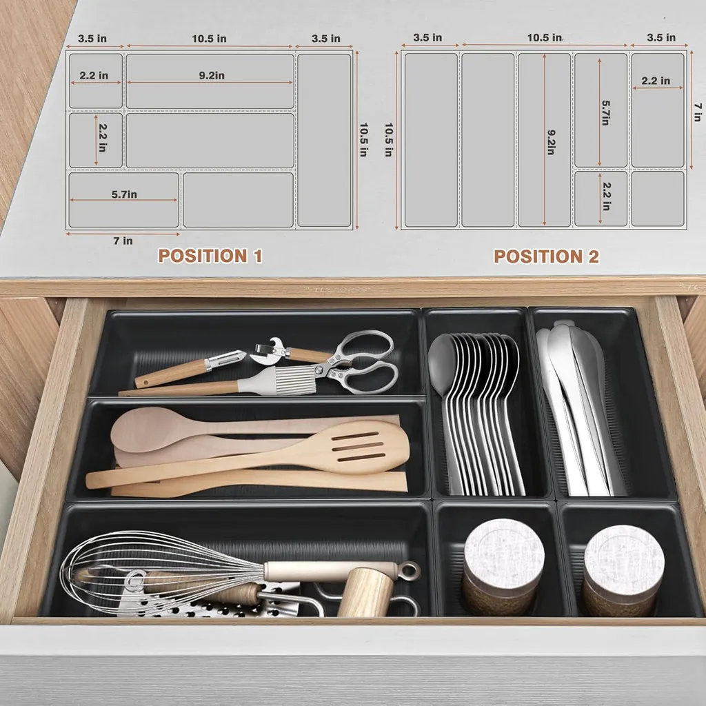 Range-couverts coulissant et insert de rangement extensible de tiroir - 4