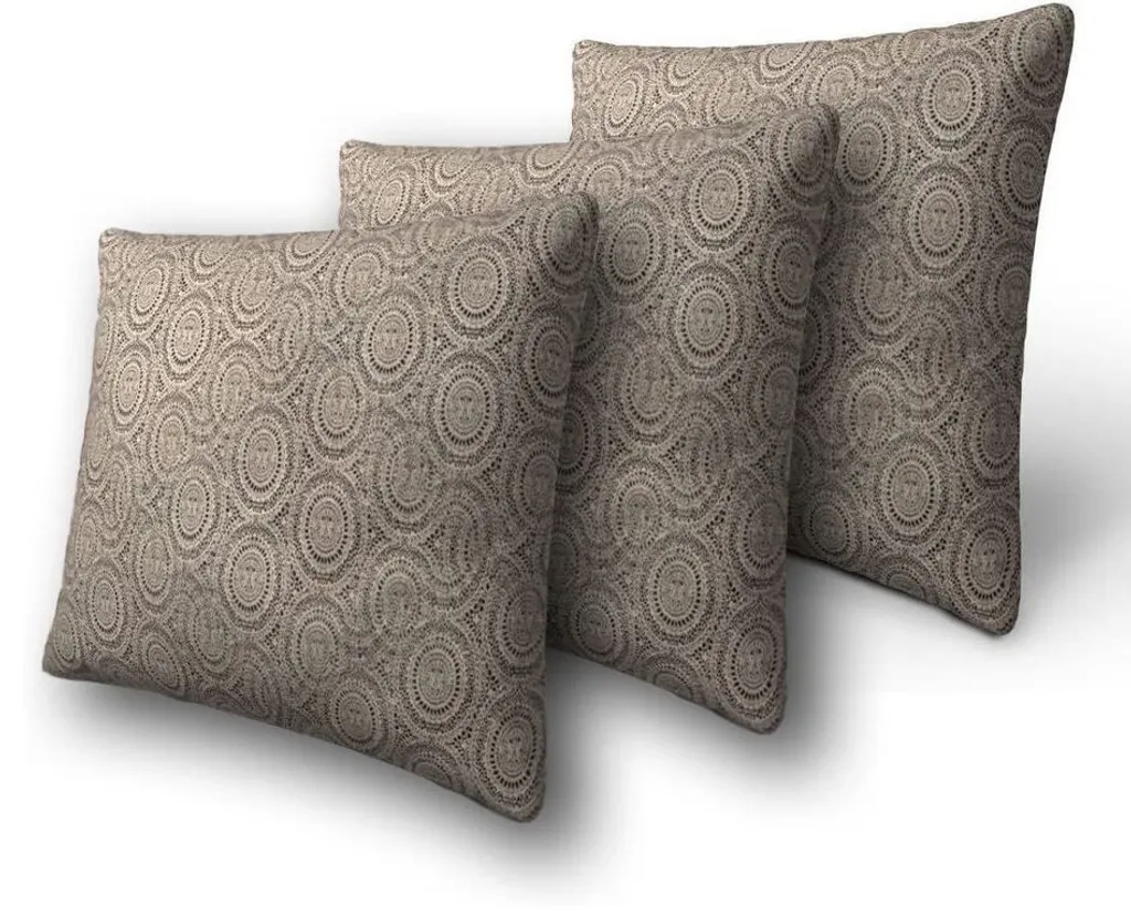 Set di tre cuscini decorativi con motivi ZANE – beige / nero