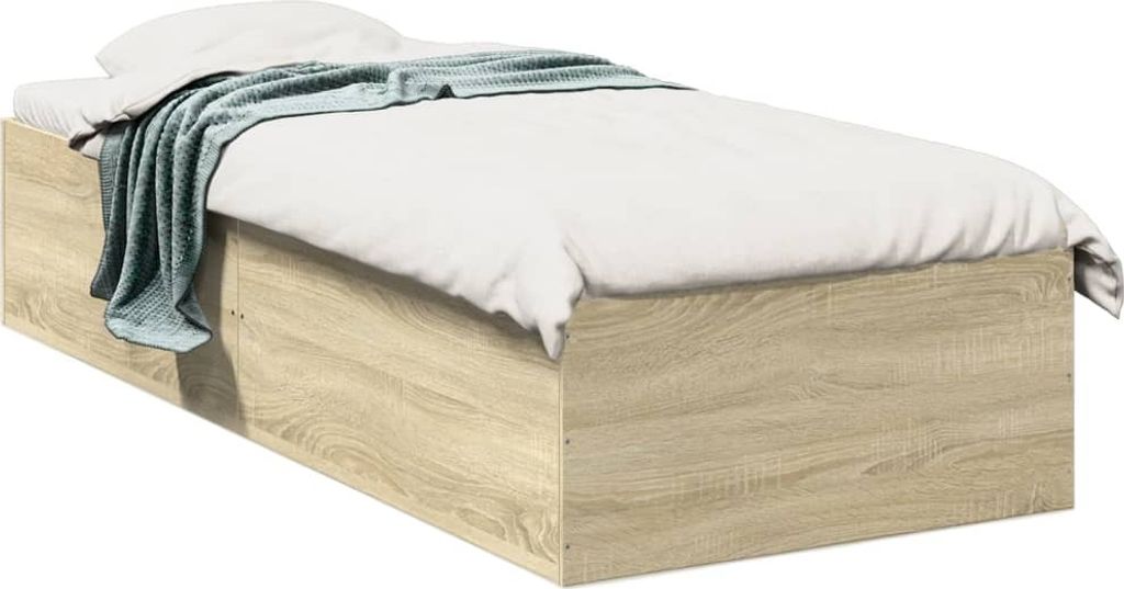 (NEU 2026) Bettgestell moderne, Sonoma-Eiche 90x190 cm - Holzwerkstoff - Klassische Betten - 32.9 kg