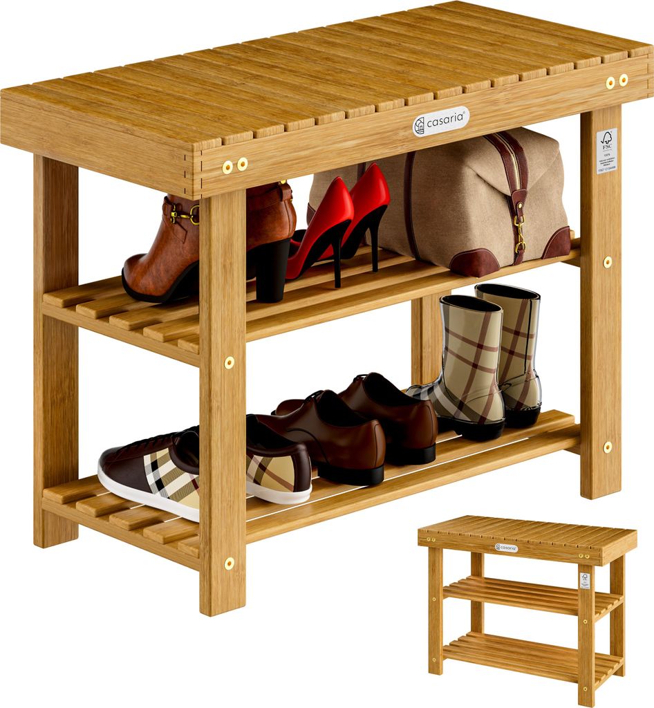 Casaria® 2en1 Meuble à chaussures avec Banc en bois Image du produit 