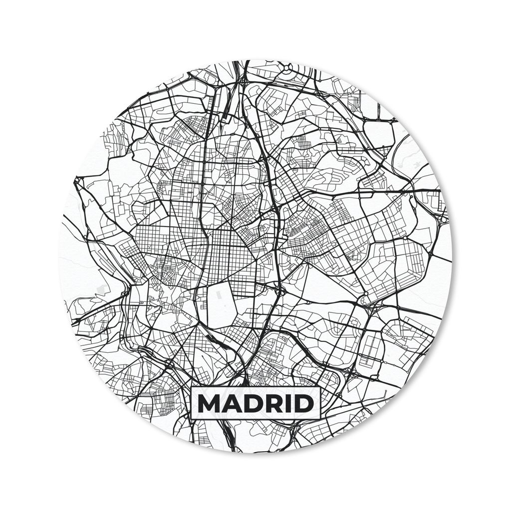 MuchoWow Mauspad Mousepad Madrid - Schwarz und weiß - Stadtplan - Karte 20x20 cm - Mousepads - Maus Mat - Pad - Mausunterlage - Schreibtischmatte