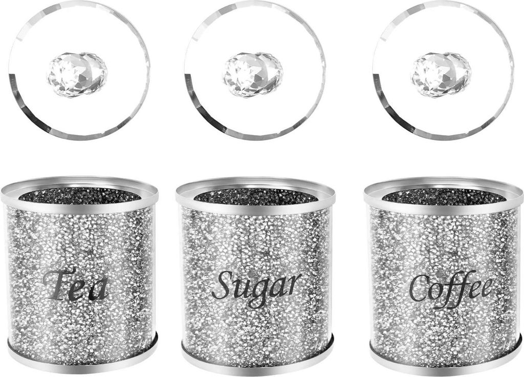 Vorratsgläser 3er Set - Vorratsdosen - Glas Mit Edelstahldeckel - 10×14 cm - Für Lebensmittel - Nicht Spülmaschinenfest - Silber/Klar