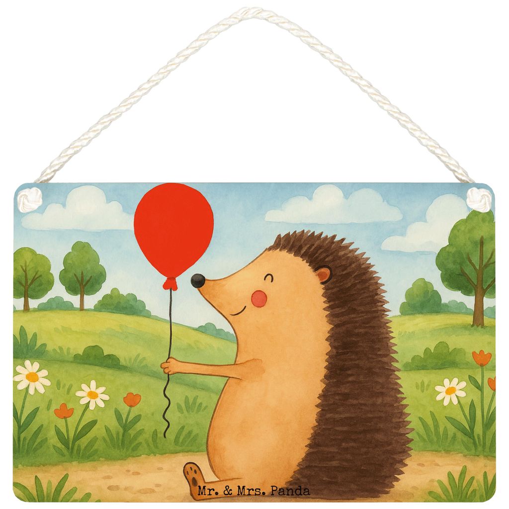 Mr. & Mrs. Panda Wandbild Holz Igel Luftballon Design DIN A4 - Weiß - Geschenk, Geburtstag, Holzschild, holzbild, Türschild, Geburtstagskind, kle...