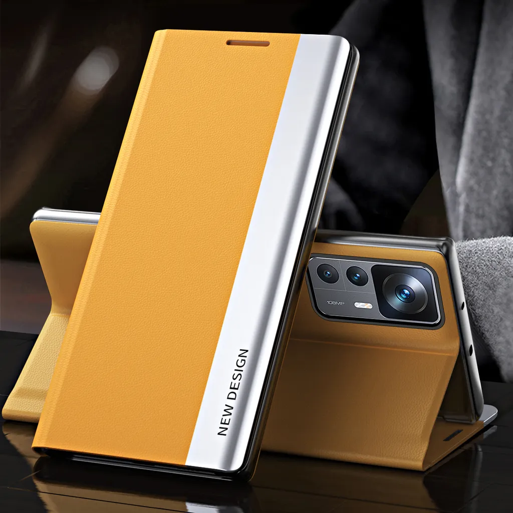 Custodia Portafoglio In Pelle Per Xiaomi 12T / 12T Pro – Marrone Chiaro Con Chiusura Magnetica E Supporto