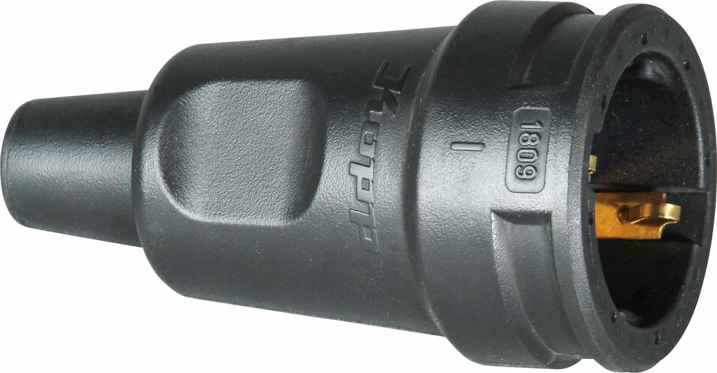 Kopp Schutzkontakt-Gummikupplung schwarz, bruchfest, IP20, VDE-, 16A/250V, für Profi- und Heim-Einsatz