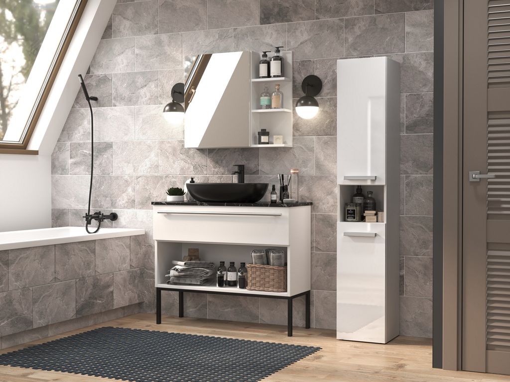 Badezimmerschrank NEL I 31x30xH174 weiß glänzend Produktbild 6